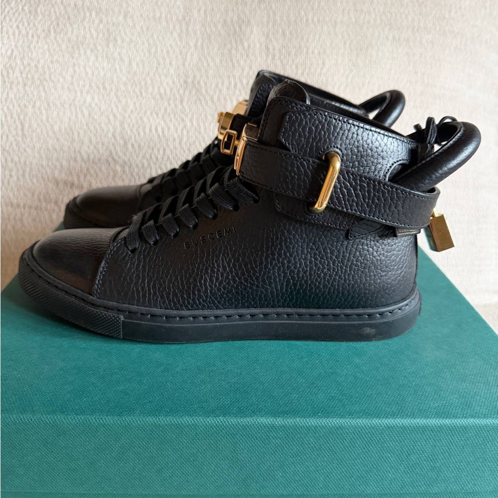 Buscemi Black High-Top Sneakers with Gold Accents